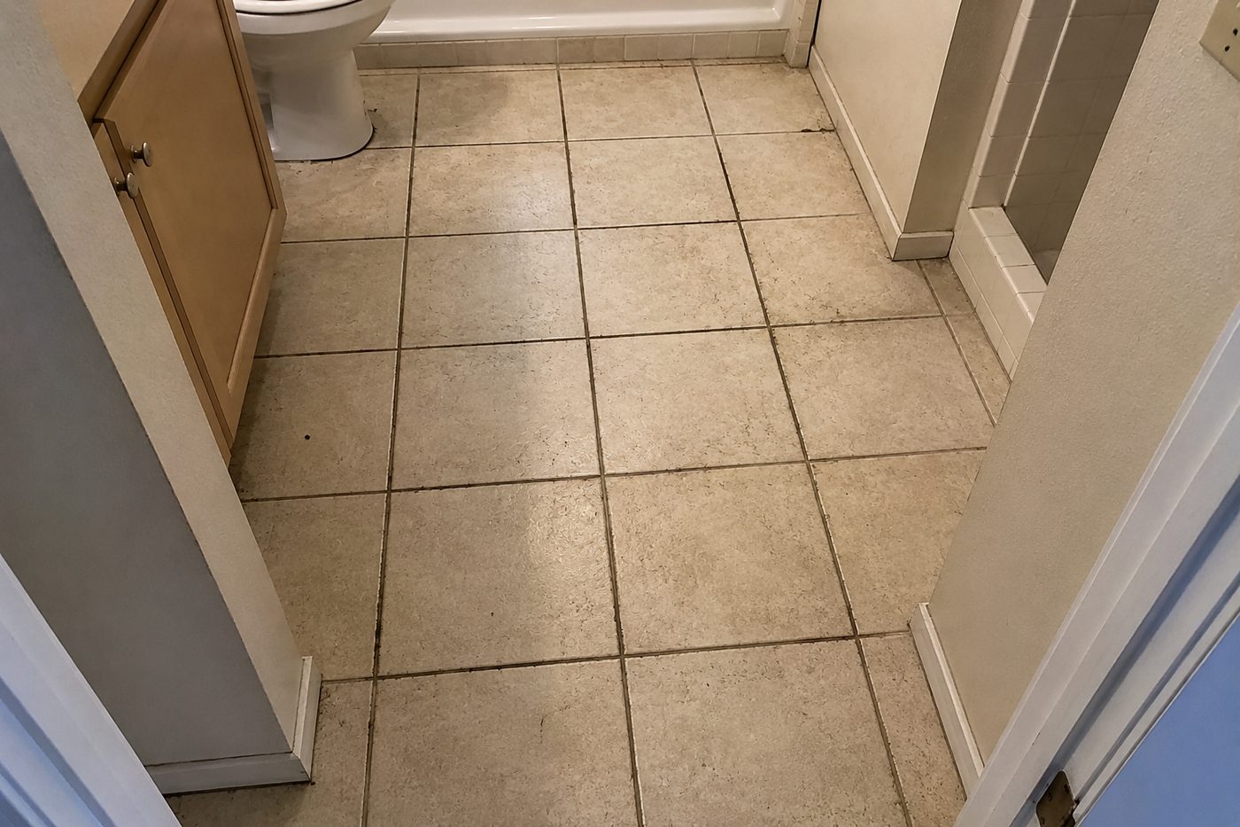 Floor tile installation — before